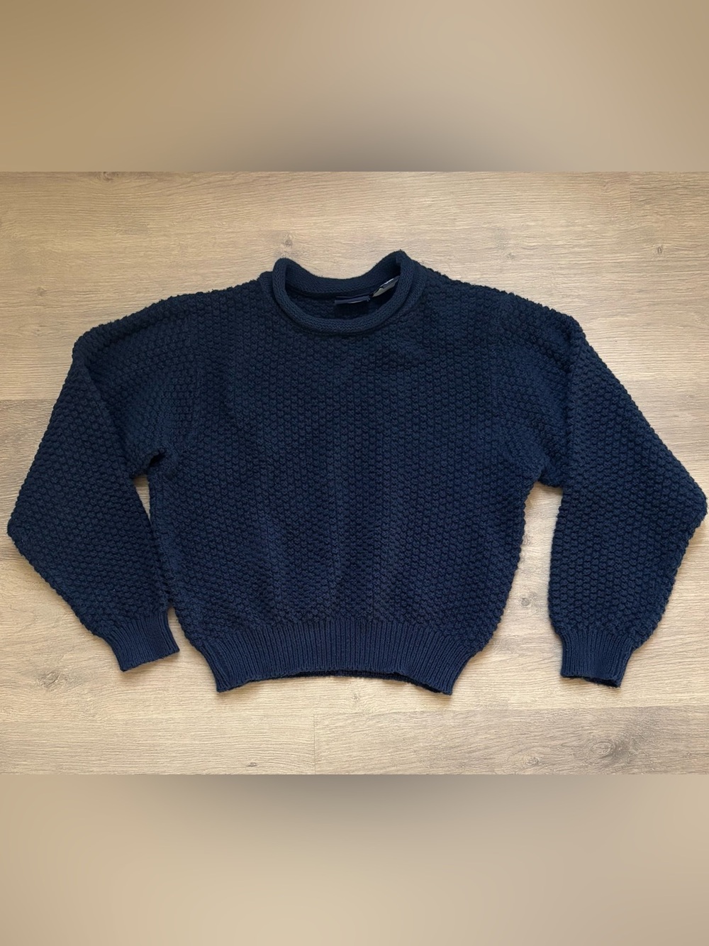 Vintage Navy Cotton Rolled Neck Sweater
